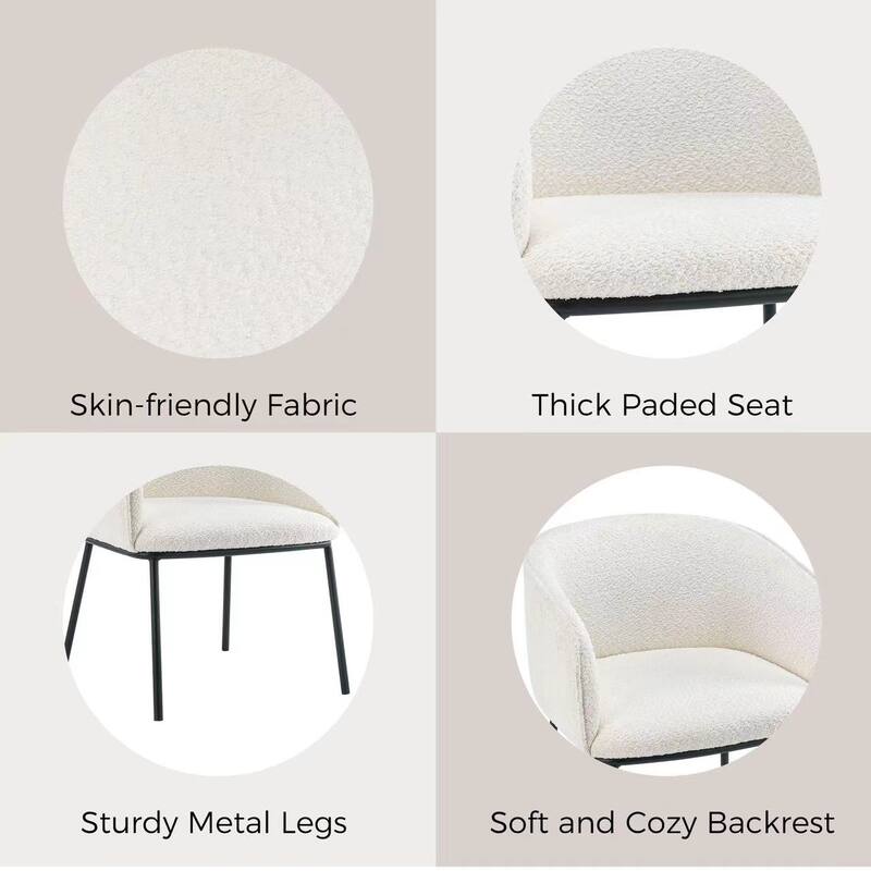 Set of 1 Boucle Upholstered Accent Barrel Armchair