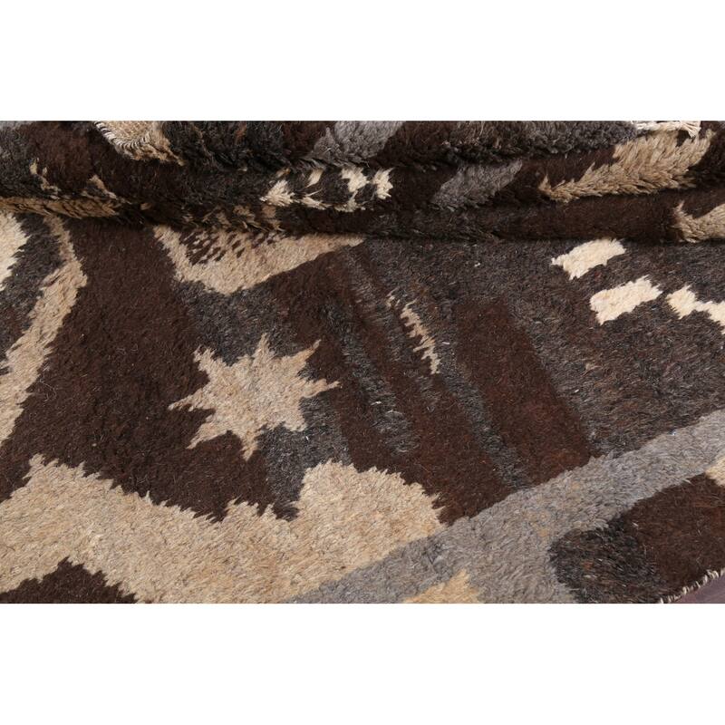 Abstract Moroccan Oriental Wool Area Rug Hand-knotted Bedroom Carpet - 5'9" x 9'6"