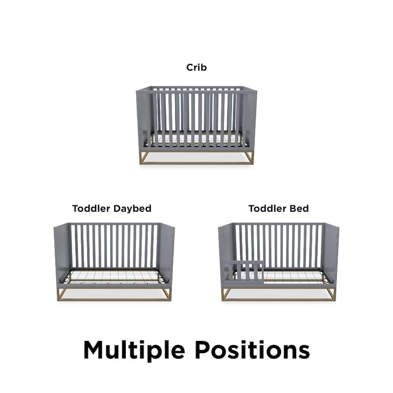 Little Seeds Haven 3 in 1 Convertible Wood Crib with Metal Base