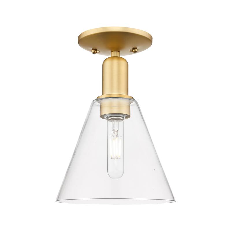 Innovations Lighting Endless Possibilities Arcadia - Berkshire Glass - 1 Light 8" Semi-Flush Mount - Clear/Satin Gold