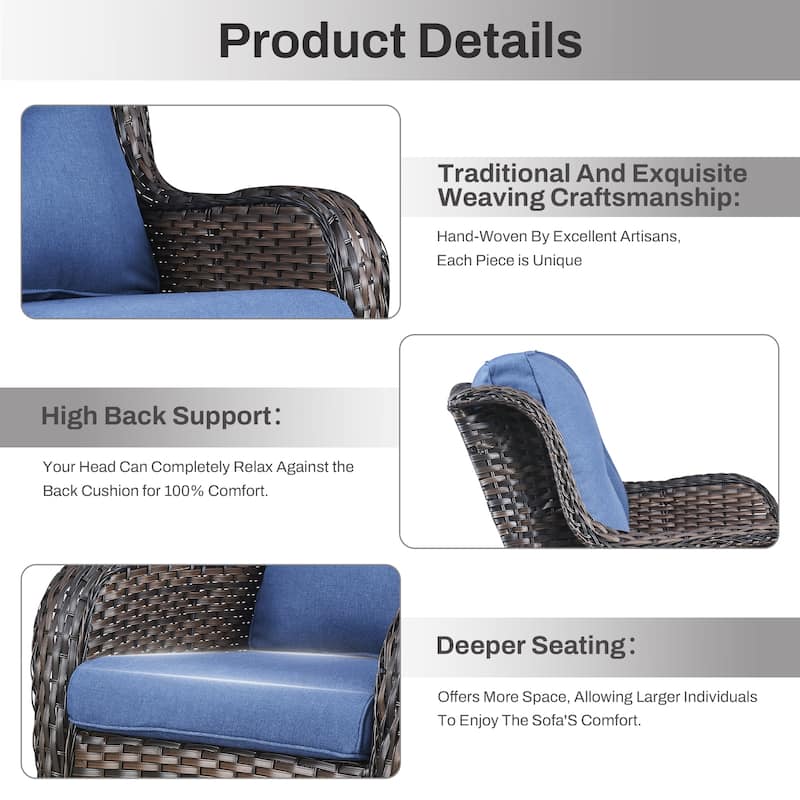 Gymojoy 5-Piece Outdoor Furniture Conversation Set, 2 Swivel Chairs, 2 Patio Chairs & 55K BTU Fire Pit Table
