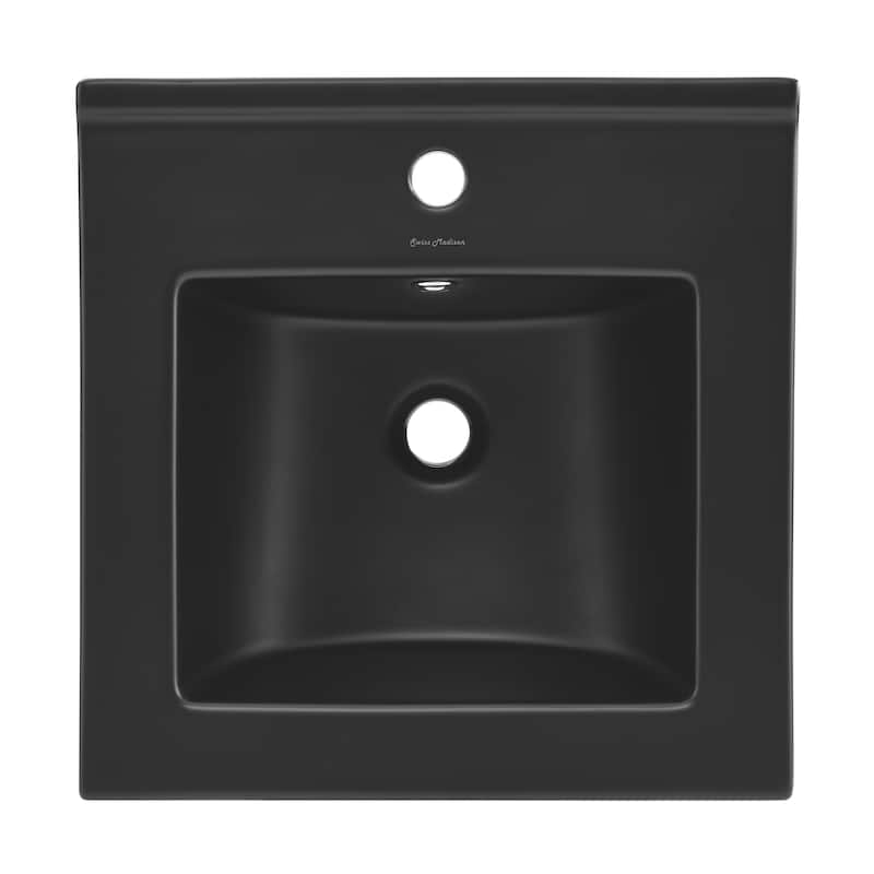 18" Ceramic Square Vanity Sink Top in Matte Black - Matte Black