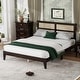 preview thumbnail 8 of 10, Modern Queen Size Wooden Platform Bed with Rattan Headboard Espresso