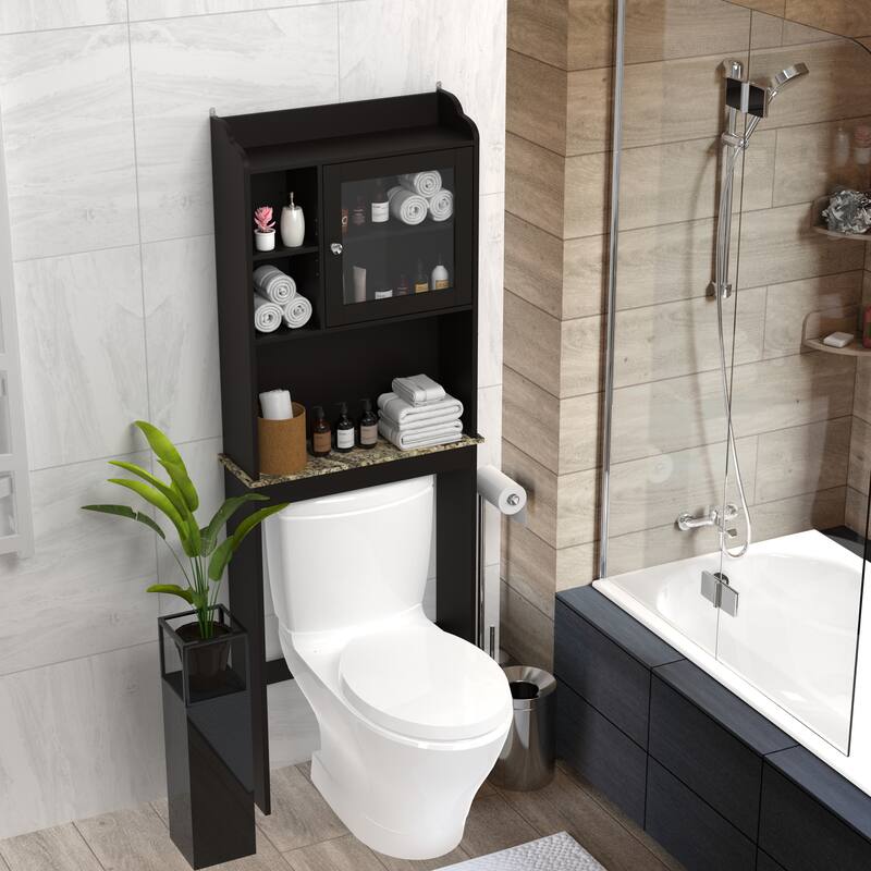 Modern Over The Toilet Space Saver Organization Wood Storage Cabinet For Home