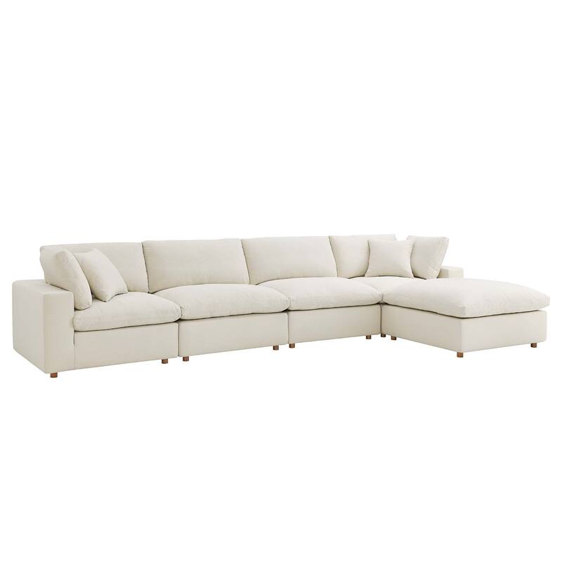 Commix 5 Piece Down Filled Overstuffed Sectional Sofa Set
