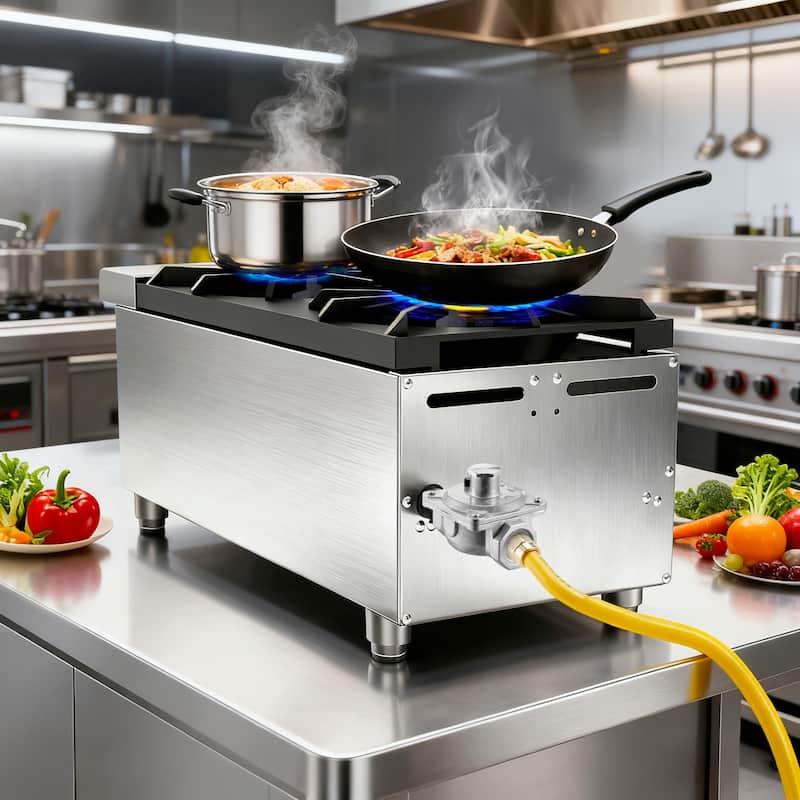 Gas Stove with 2 Burners,Propane Countertop Cooking Stove Range,StainlessSteel Gas Hot Plate,Cooking Equipment,56,000BTU