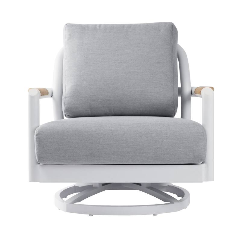 Elementi Santorini Outdoor Aluminum Swivel Chair with Sunbrella® Cushions