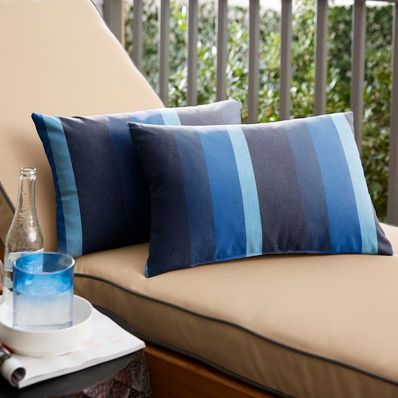 Sunbrella Gateway Indigo Stripe Indoor/Outdoor Knife Edge Pillow (Set of 2) - 13 in H x 20 in W