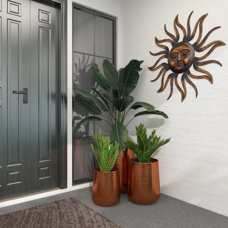 Aluminum Hammered Metal Glam Planter in Copper or Silver (Set of 3)