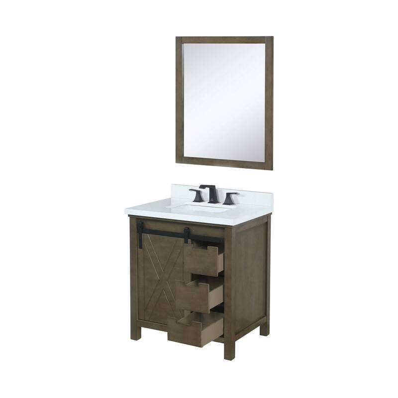 Marsyas Bath Vanity, Cultured Marble Countertop, Faucet Set and Mirrors