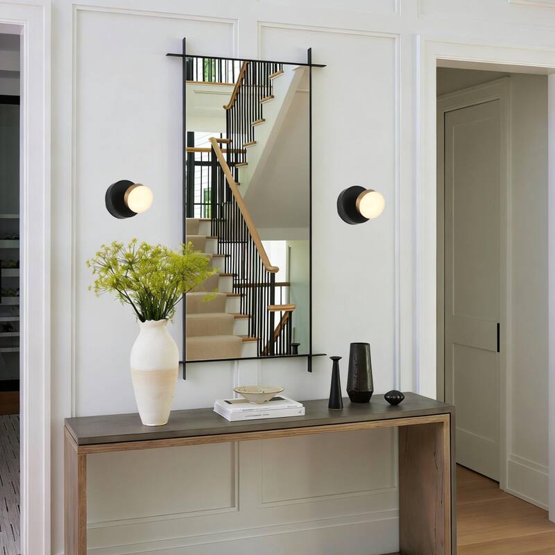 Modern Minimalist 1-Light Black Gold LED Wall Sconces Mini Flush Mount Ceiling Lights - 4.7" L x 5.5" W x 4.7" H