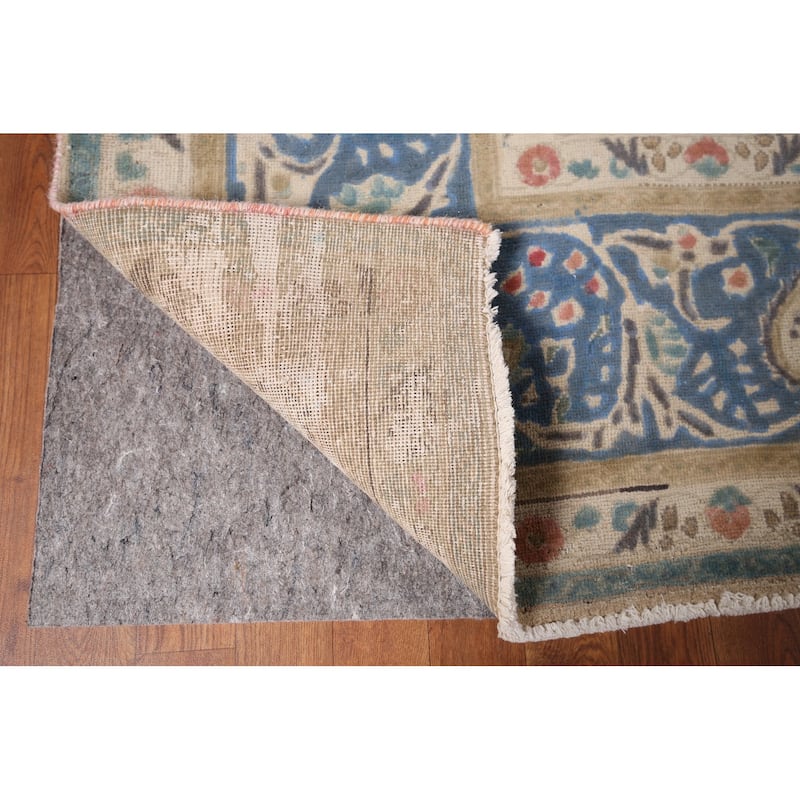 Tabriz Vintage Persian Area Rug Hand-Knotted Blue Wool Carpet - 9'10" x 13'5"