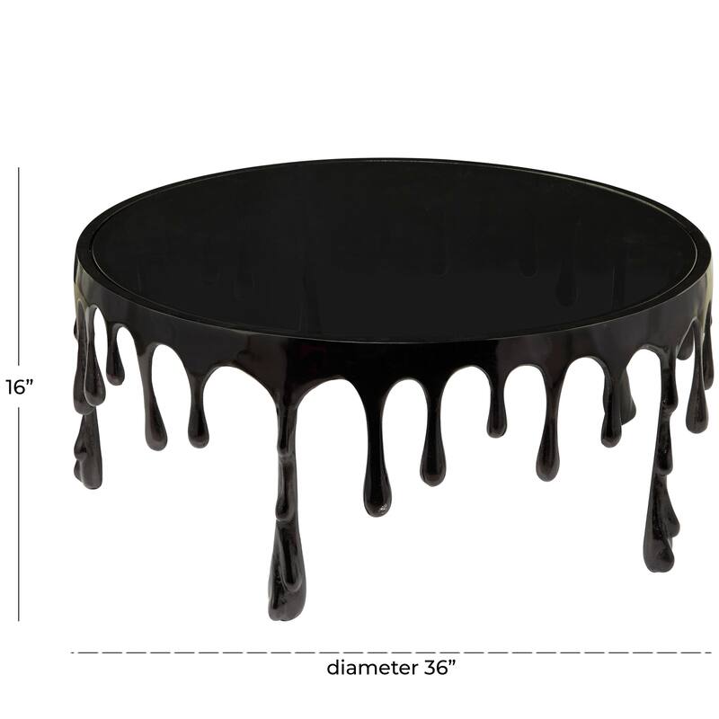 Aluminum Metal Accent, Console, and Coffee Table Collection with Drip Melting Design and Smoke Shaded Glass Top Multiple Colors