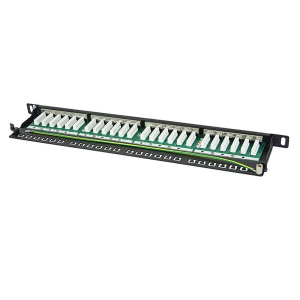 24 Port Half-U Patch Panel Shielded Cat6A RJ45 STP FTP Network LAN 19/" Dual IDC