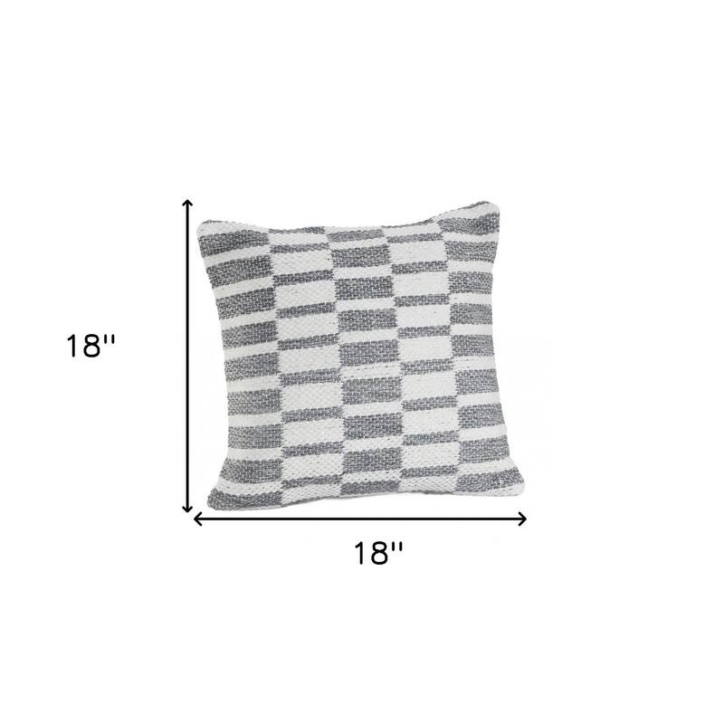 HomeRoots 18" X 18" Gray And White 100% Cotton Geometric Zippered Pillow