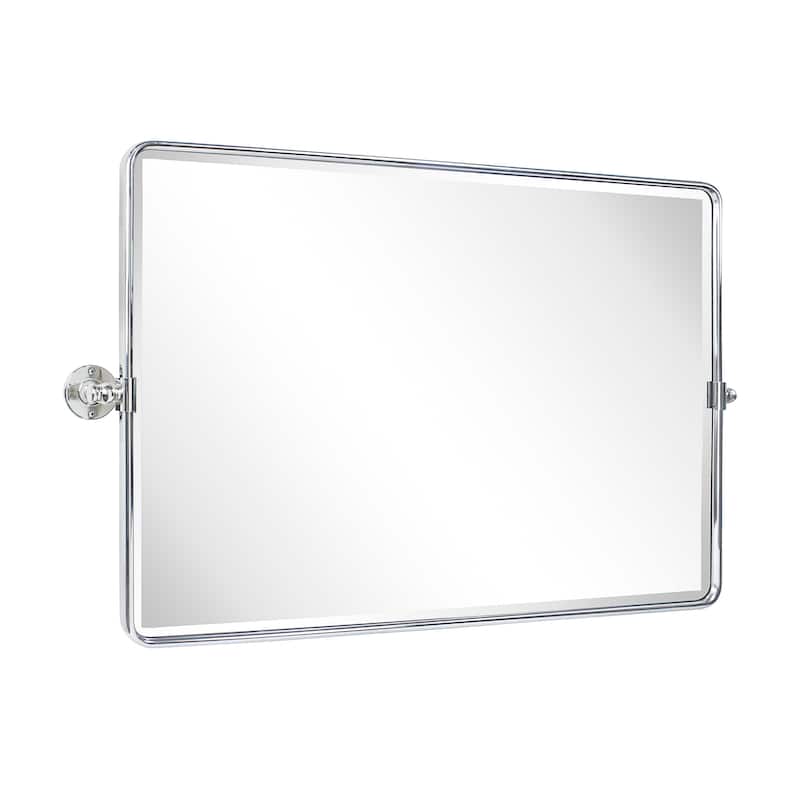 TEHOME Lutalo horizontal Beveled Bathroom / Vanity Mirror - 24" x 38" - Chrome