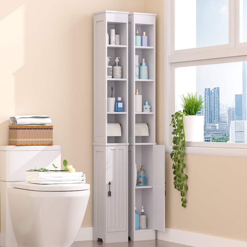 VECELO 70.86 inch Tall Bathroom Storage Cabinet with 1 Door & 4 Shelves, Floor Cabinet, Kitchen Pantry Cabinet