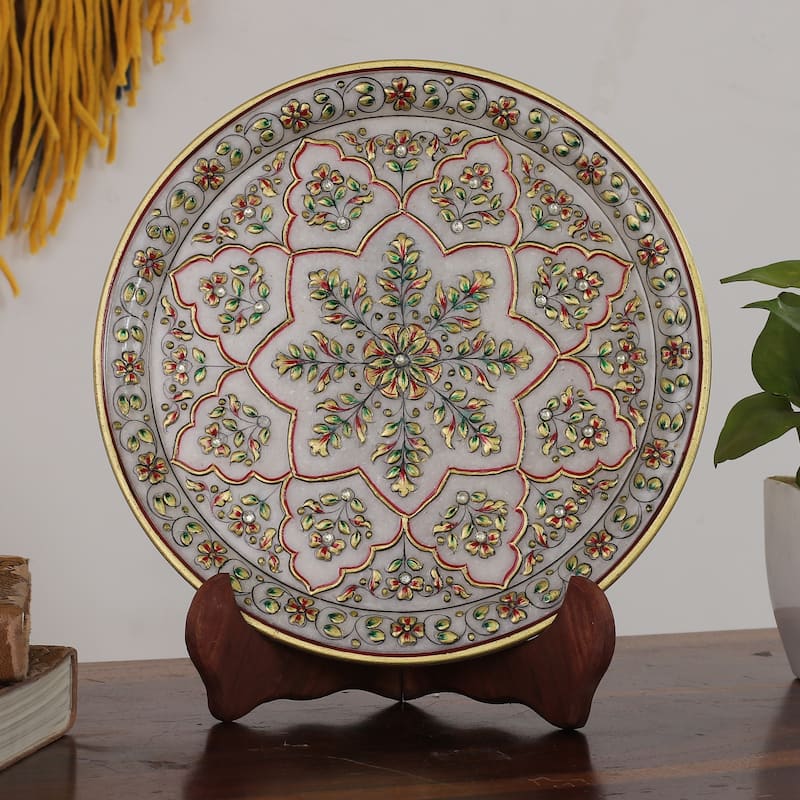 Novica Handmade Starry Nature Marble Decorative Plate