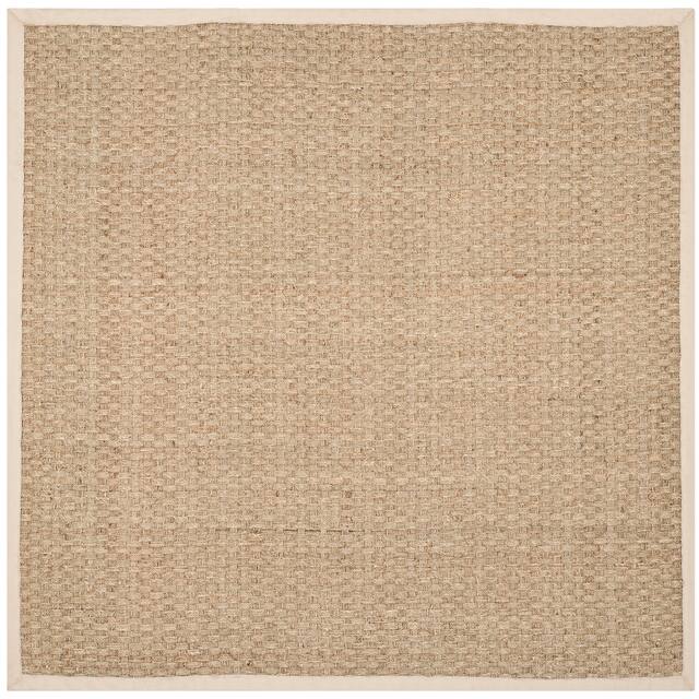 SAFAVIEH Natural Fiber Marina Basketweave Seagrass Rug - 8' x 8' Square - Natural/Ivory