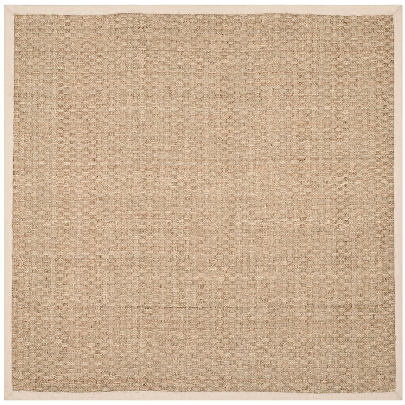 SAFAVIEH Natural Fiber Marina Basketweave Seagrass Rug - 8' x 8' Square - Natural/Ivory