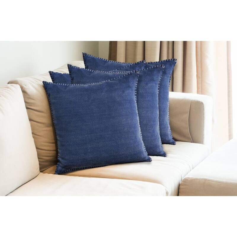 Guapo Set of 4 Contemporary Solid Cotton Throw Pillow Covers, 22" x 22", 4 PCS (Covers Only) by Sevita