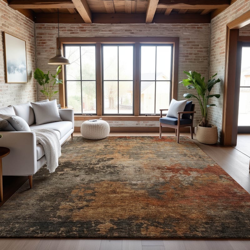 Premium Washable Super Soft Modern Phoenix Mayfield Rug - Khaki - 9' x 12'