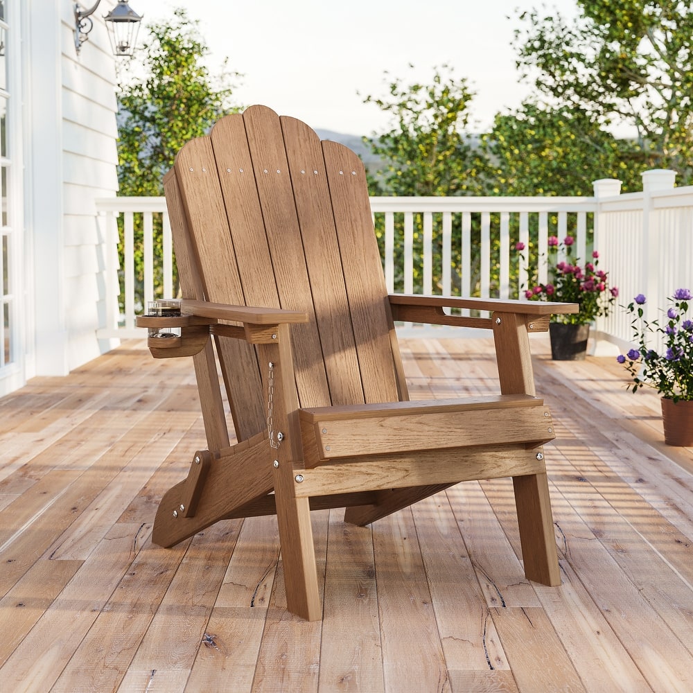Foldable HDPE Adirondack Chair All-Weather W/ Cup Holder