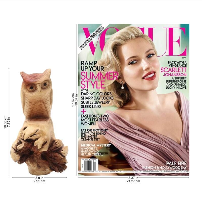 Wood sculpture, 'Silent Owl' - 7.75" H x 3.9" W x 2.8" D