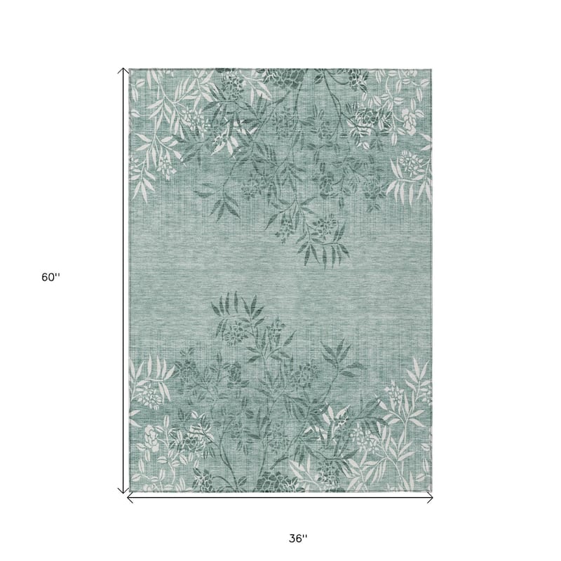 HomeRoots Floral Transitional Rectangle Outdoor Rug