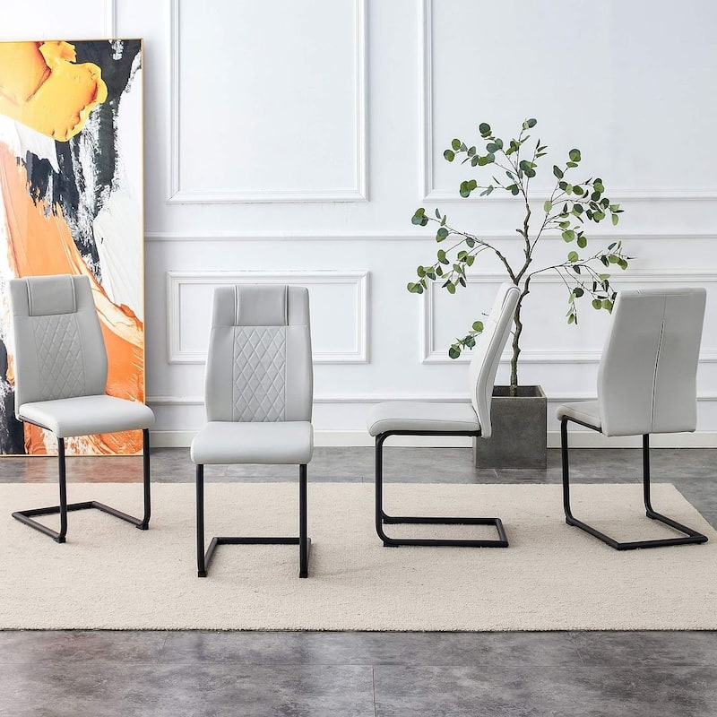 PU Leather Upholstered Dining Chair with Metal Feet