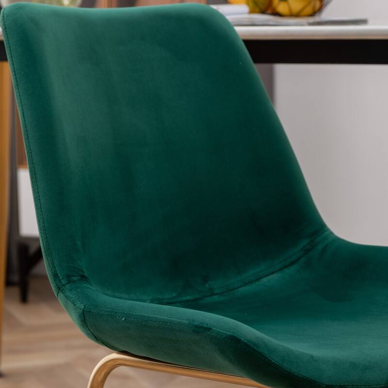 Velvet Upholstered Side Chairs with Metal Legs, White Green Bar Table and Chair Set, Round Dining Chairs for Breakfast Nook