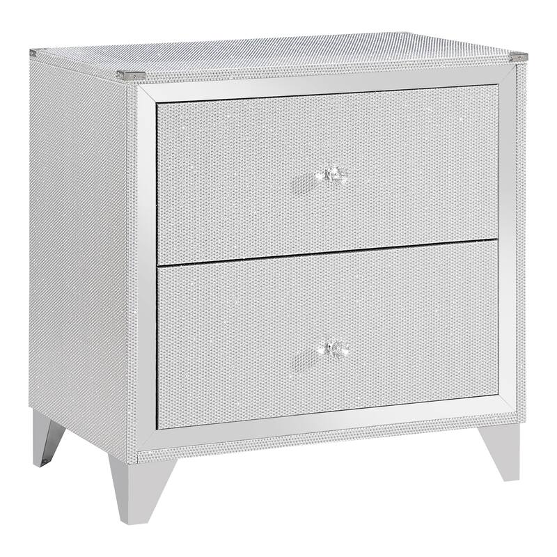 Chelle Silver 4-Piece Panel Bedroom Set with Mirror Trim