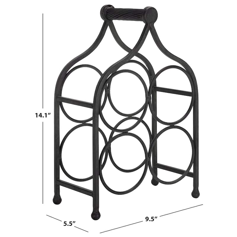 SAFAVIEH Outdoor Living Floyd 4 Wine Bottle Holder - 10"W x 6"D x 14"H