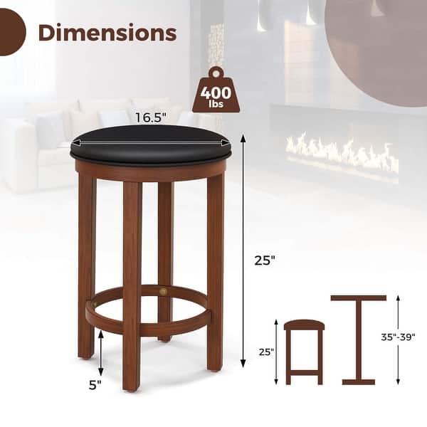 Costway Bar Stools Set of 2 Counter Height Stools with Round Seat ...
