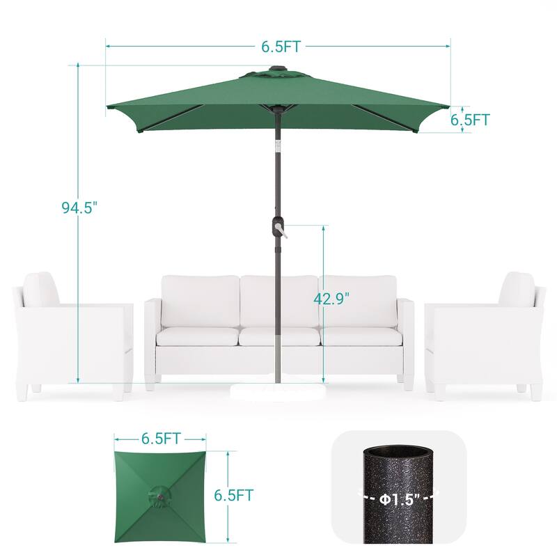 BONOSUKI 6.5x6.5Ft Patio Market Umbrella Weather-Resistant Frame