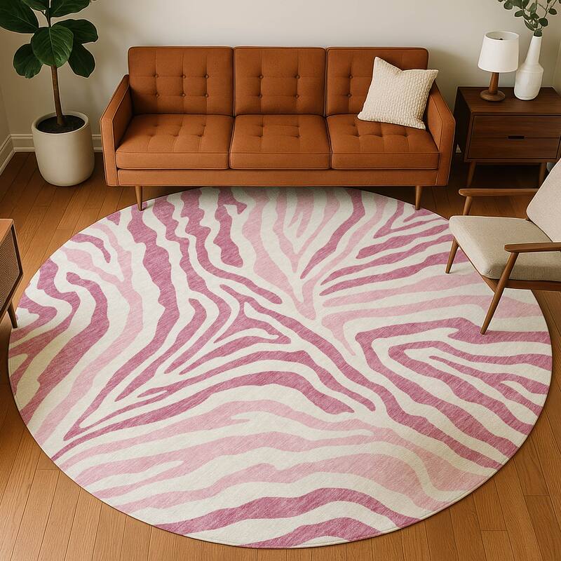 Machine Washable Indoor/ Outdoor Modern Prints Chantille Rug
