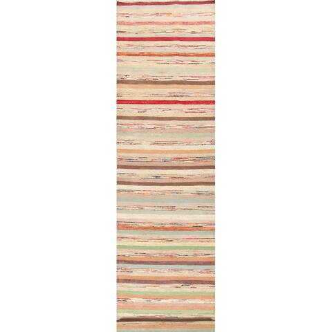 Striped Gabbeh Kashkoli Oriental Long Wool Runner Rug Hand-knotted - 2'9" x 14'8"