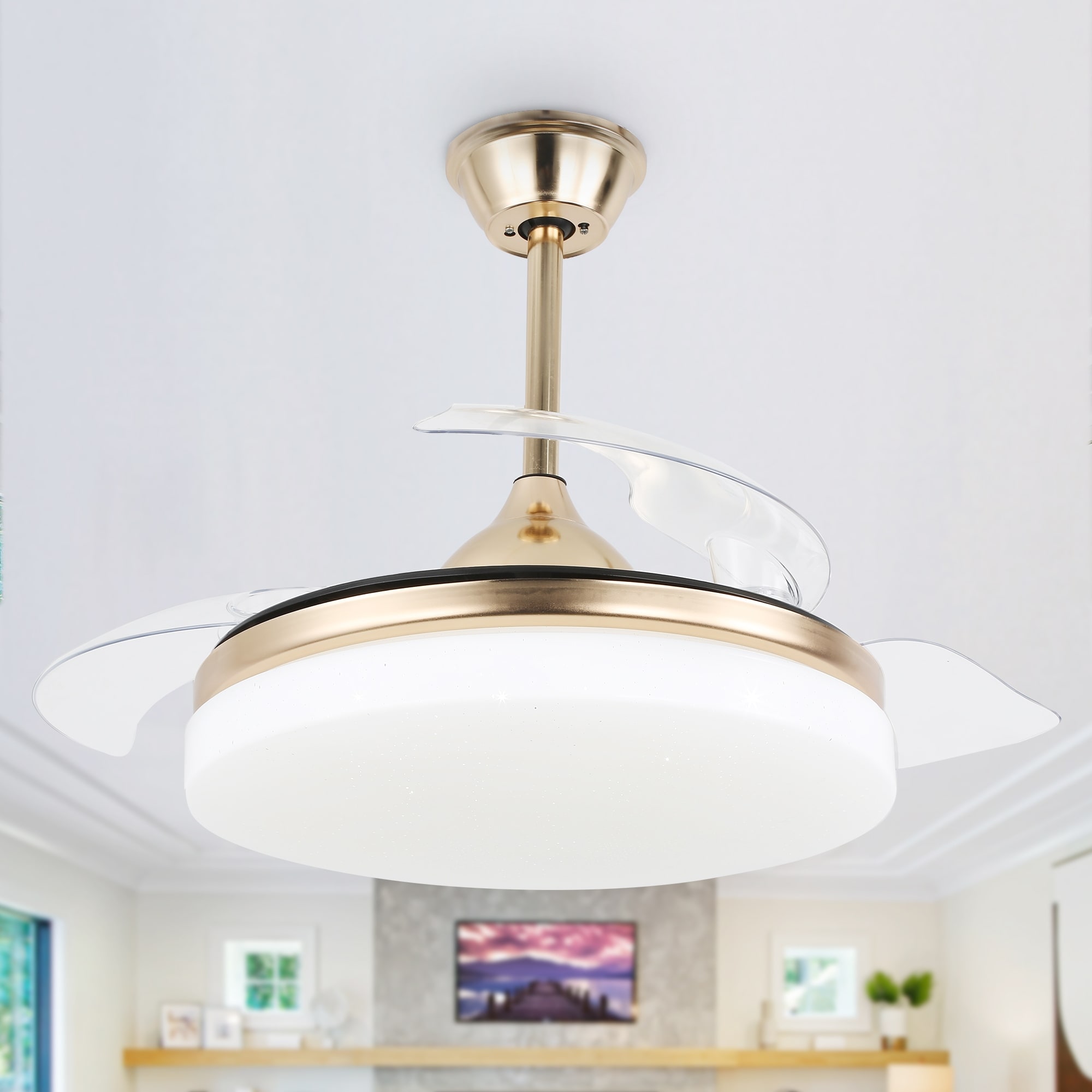 Chichoice Ceiling Fan Dimmable LED 3 Color 6 Speeds Reversible Blades Remote Control for Bedroom