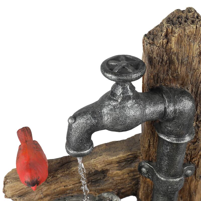 Resin Puppies and Water Faucet Outdoor Fountain with LED Light