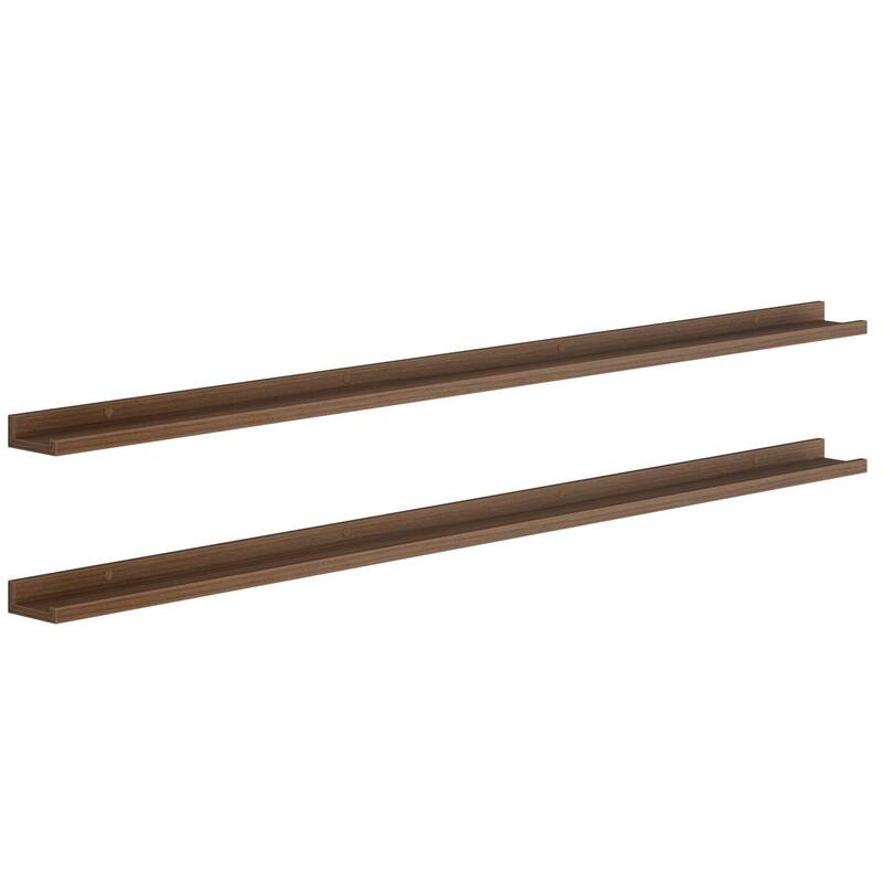 Wallniture Denver Picture Ledges, Photo Display Shelves for Wall, 60" , Walnut, Set of 2