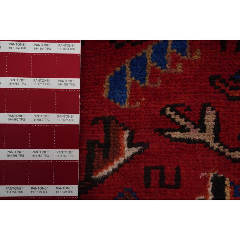 Hand Knotted Oriental 100% Wool Carpet Traditional Floral Red Heriz Area Rug - 11' 2'' X 8' 3''