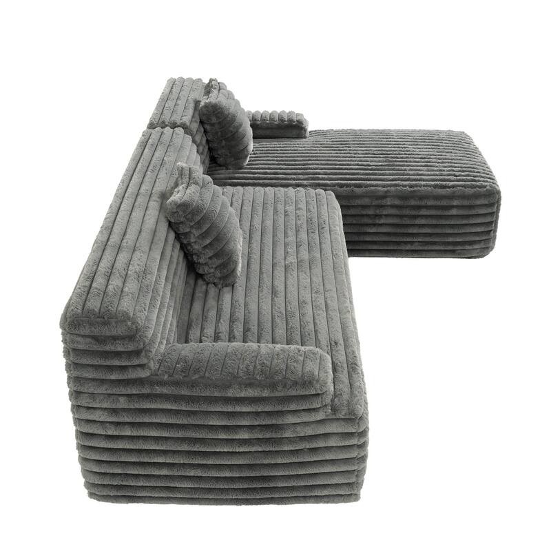 Sectional Upholstered Sofa with Convertible Upholstered Chair