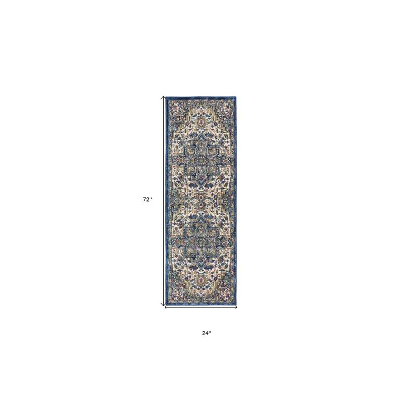 Power Loomed Distressed Abstract Floral Non Skid Area Rug - 72' X '24' X '0.5