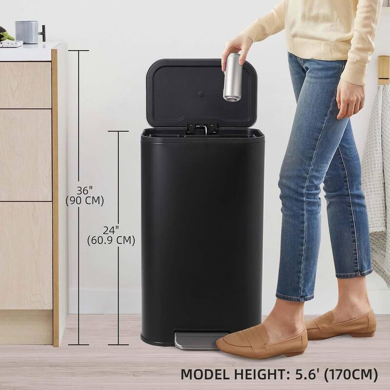8 Gallon Trash Can with Soft Close Lid for Bathroom, Kitchen, Home, Office