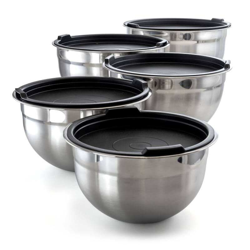 Stainless Steel Nesting Design Mixing Bowls with Lids 5 Piece Set