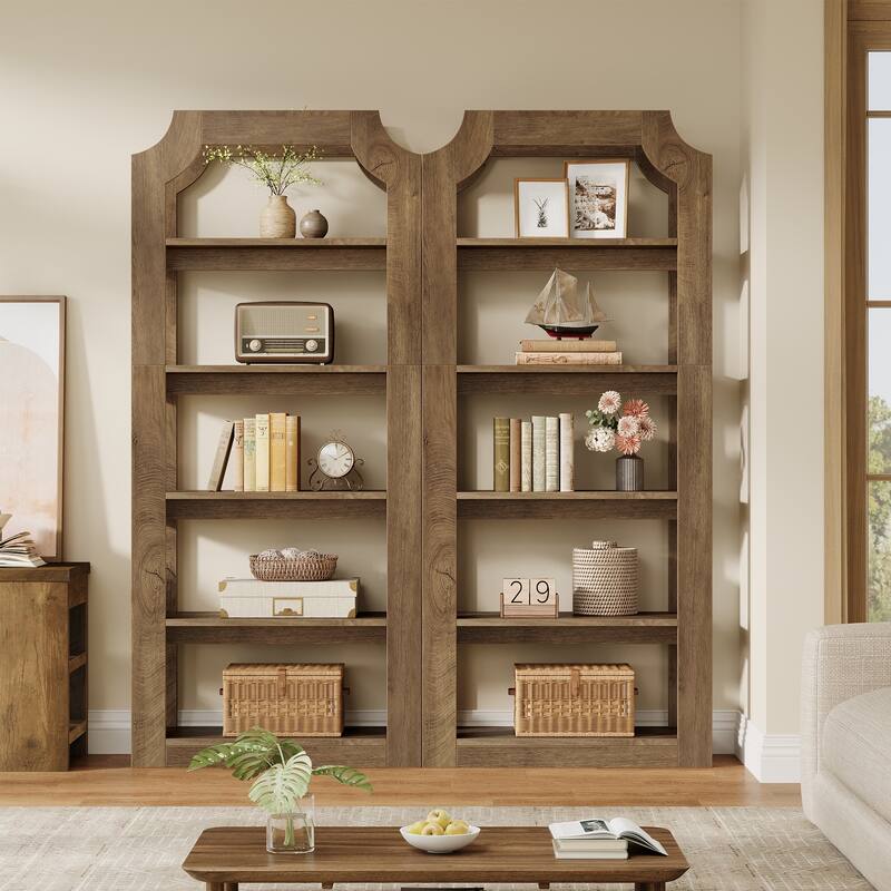 Tall 5 Shelf Bookcase, Storage And Display Bookshelf For Home Office And Living Room