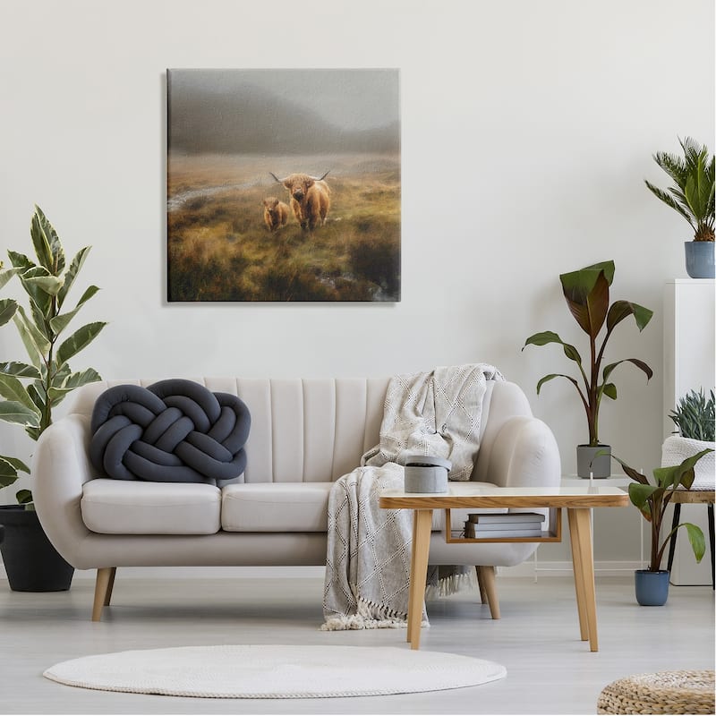 Stupell Highland Cows Rural Landscape Canvas Wall Art Design by Paul Brent