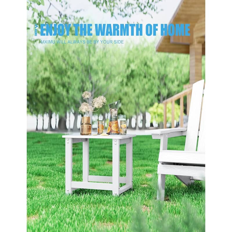 WINSOON Outside Adirondack Square Side Table, Weather Resistant Patio Tables Set Of 2
