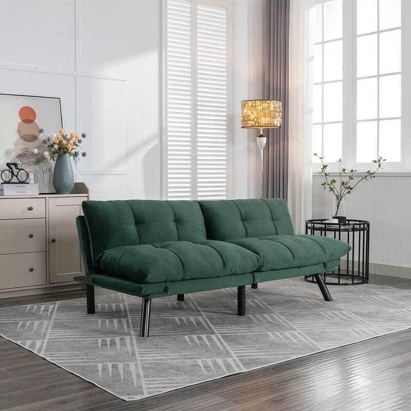 70.87" Futon Sofa Bed, Foam Foldable Couch Convertible Loveseat Sleeper Daybed with Adjustable Armrests for Small Space