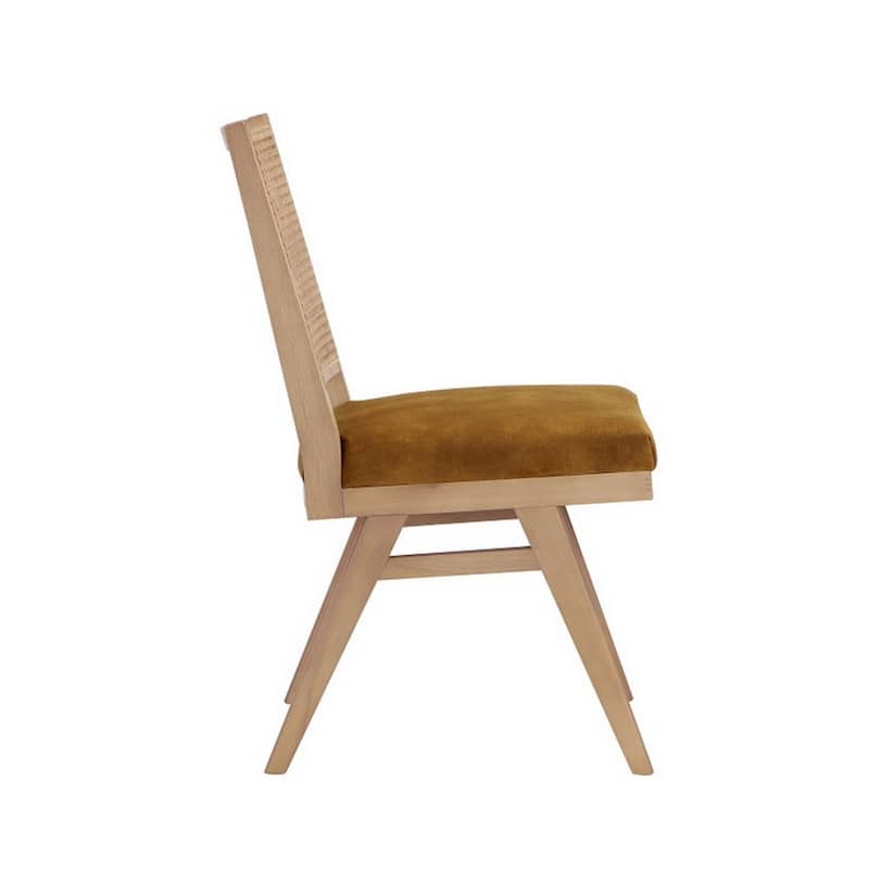 Brown/Gold Fabric Upholstered Wood Frame Dining Chair, Set of 2, Sturdy Dining Chair for Dining Rooms - 22.75